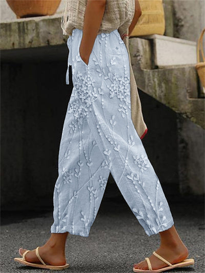 Anouk - Loose Fit Printed Cotton Linen Pants