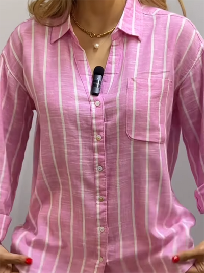 Women's Soft Breathable Striped Linen Shirt