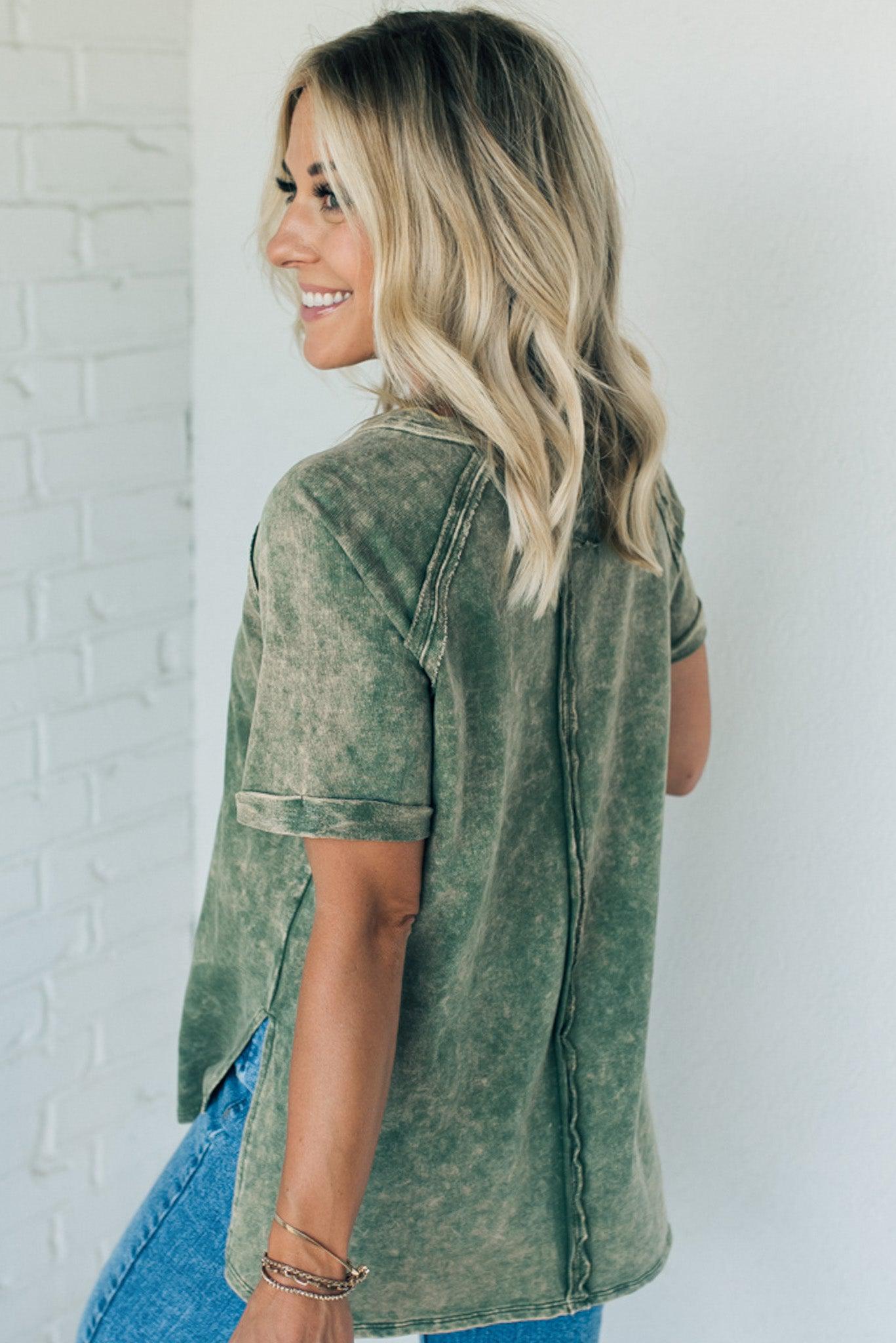 French Terry Acid Wash Top