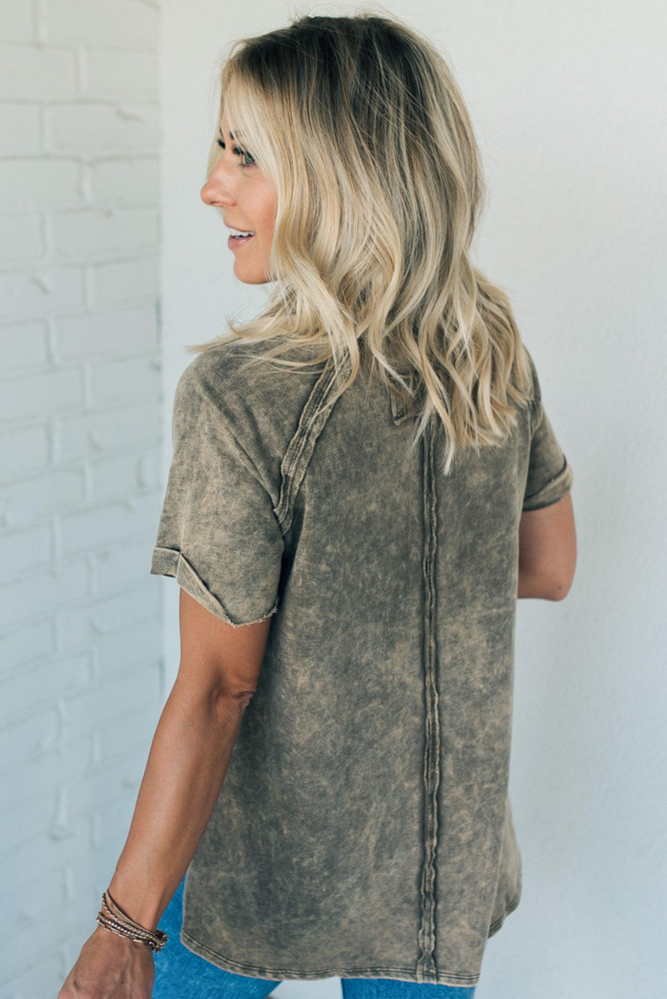 French Terry Acid Wash Top