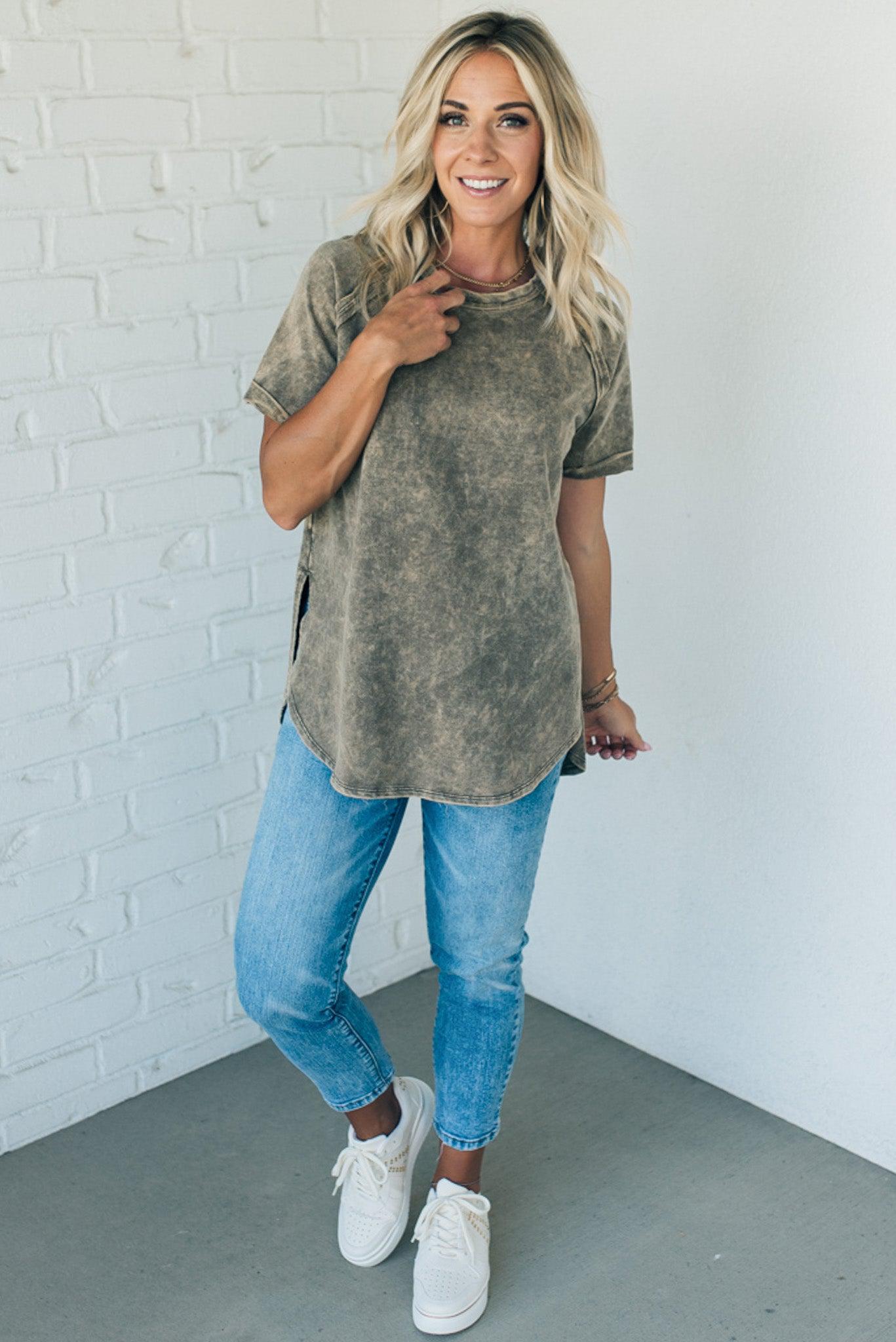French Terry Acid Wash Top