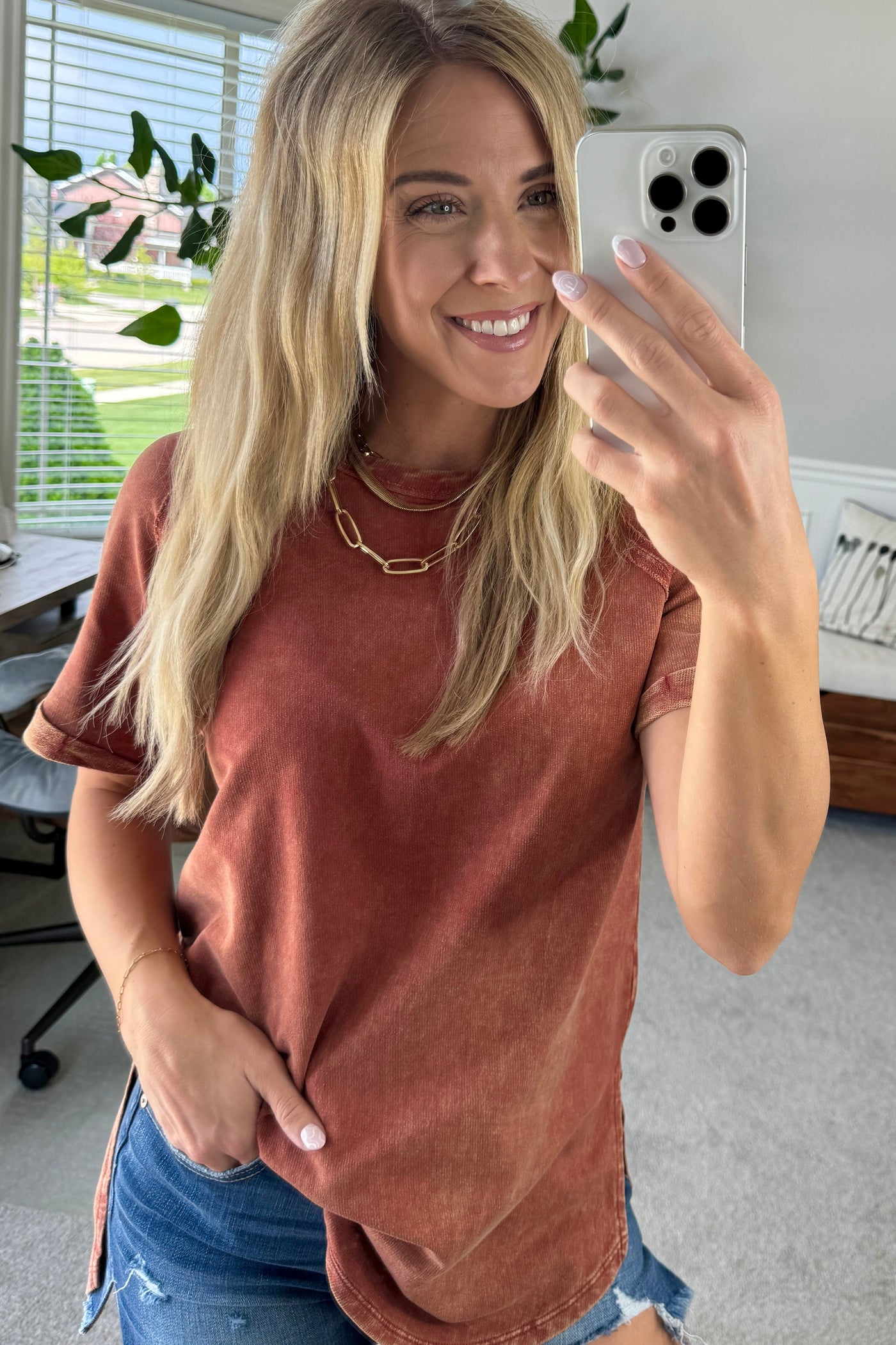 French Terry Acid Wash Top