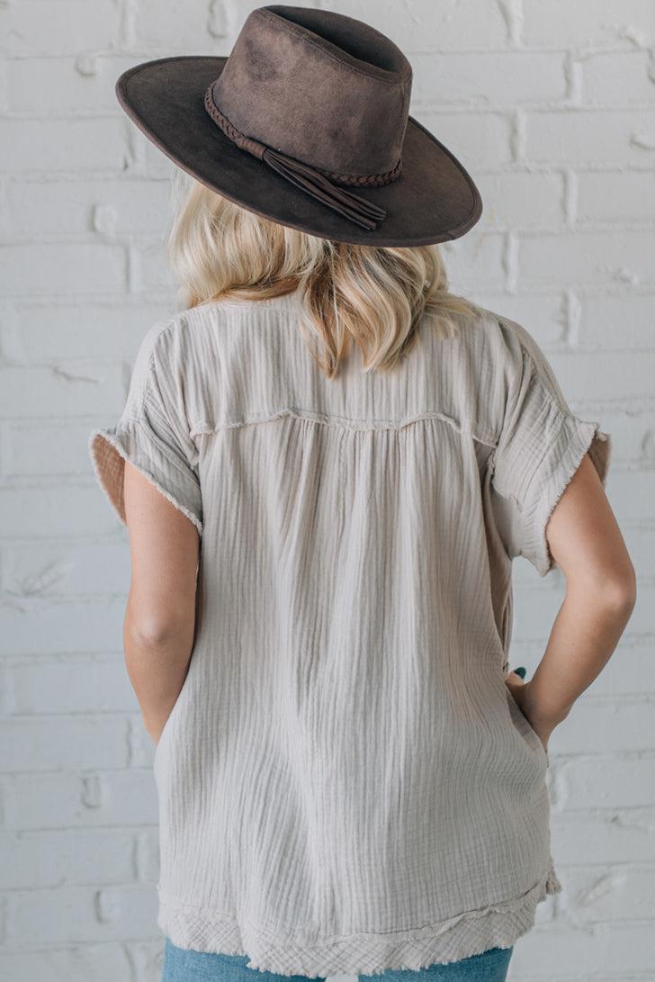 Coleen - Raw Edge Gauze Top