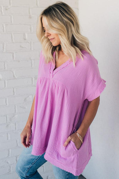 Coleen - Raw Edge Gauze Top