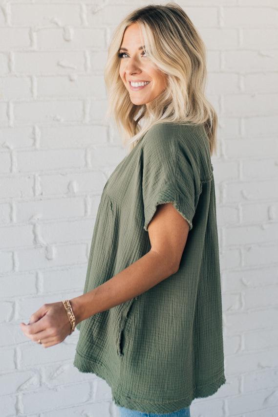 Coleen - Raw Edge Gauze Top