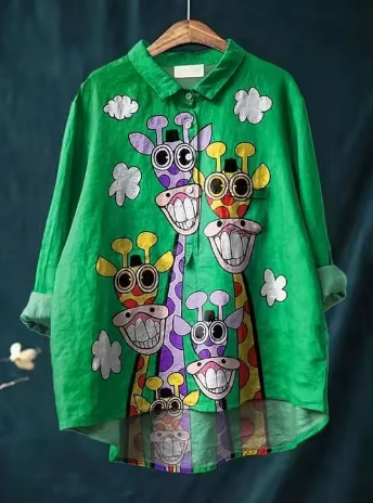 Grace® | Colourful Blouse with Giraffe Print