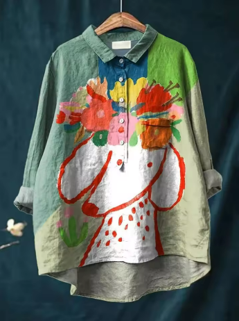 Isabella® | Blouse with Floral and Dog Print